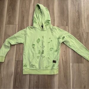 Men's Green Distressed Hoodie